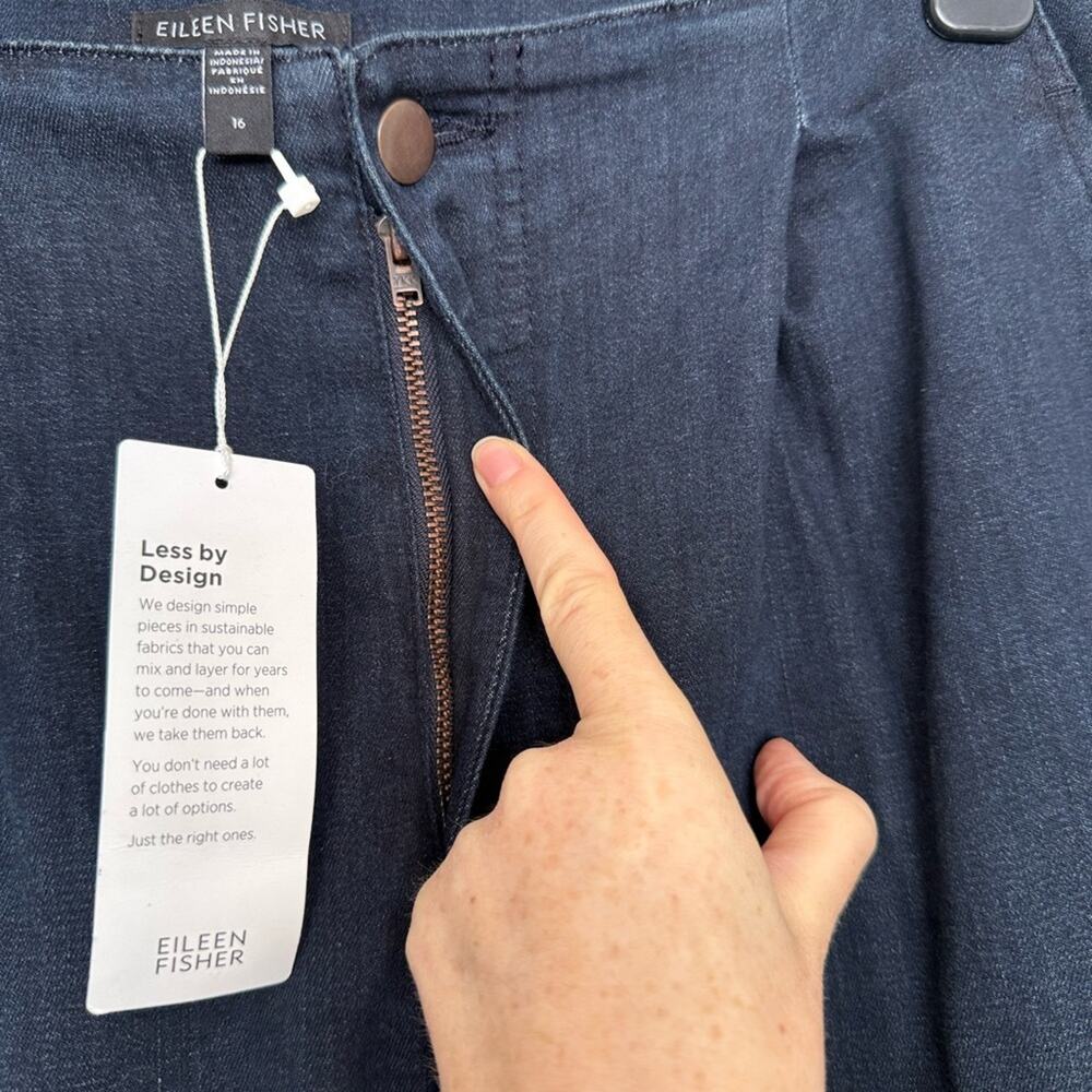NWT NEW Eileen Fisher Organic Cotton Stretch Tapered Ankle Jeans Size 16 - Picture 11 of 12